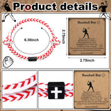 Tondiamo 12 Set Football Basketball Softball Baseball Volleyball Team Gifts Braided Christian Cross Bracelet for Men Women(Baseball)