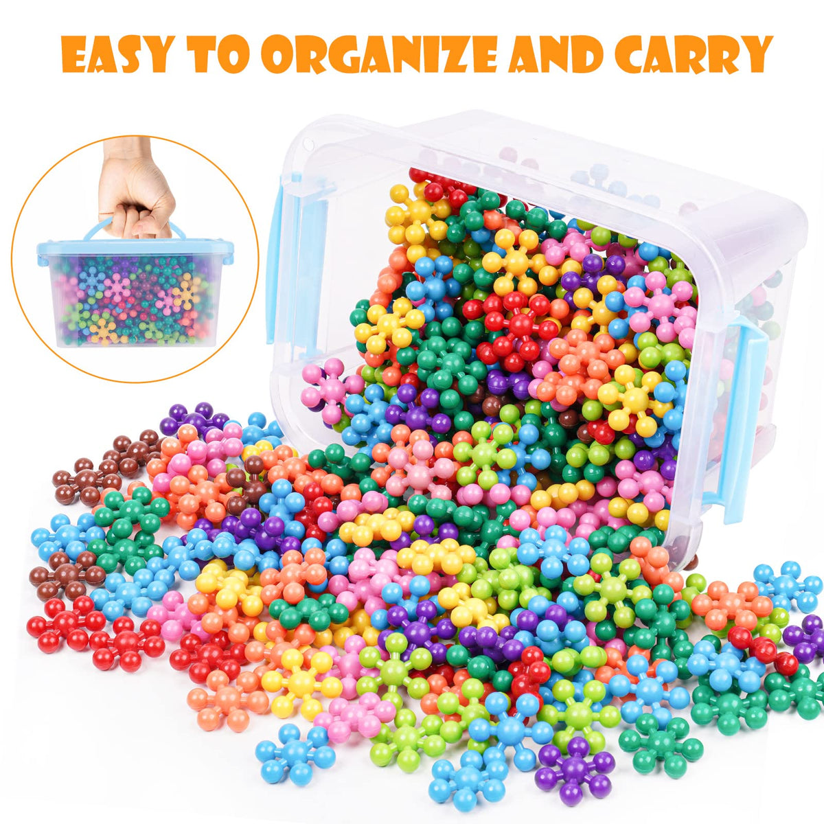 NiToy Building Blocks Educational Toy - 300PCS Snowflake Stem Construction Set for Kids 3+, Safe Non-Toxic Storage Case, Learning Gifts for Boys Girls, Multi-Color