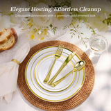 BESTVIP 600PCS Gold Dinnerware Set for 100 Guests,