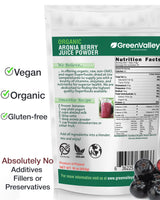 Green Valley Superfoods Organic Aronia Berry Juice Powder, Chokeberry, Antioxidant Rich Anthocyanins (1 Pound)
