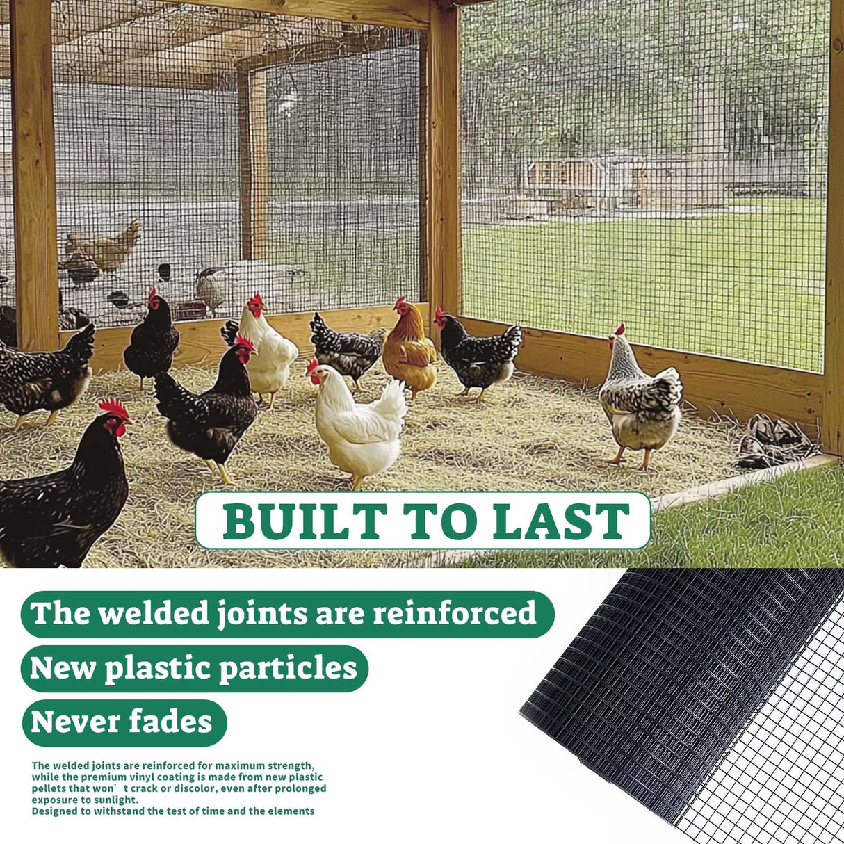 SEBOSS Black Hardware Cloth 1/4 inch 48 x 100 Ft 23-Gauge, Vinyl Coating Chicken Wire Fencing, Chicken Wire Mesh Roll, Garden Fencing and Durable Outdoor Wire Cloth Applications