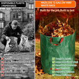 3 Pack 72-Gallon Yard Waste Bags with Gardening Gloves, Heavy Duty Reusable Lawn Leaf Bags with Reinforced Handles, Collapsible Garden Bags for Leaves, Debris and Outdoor Clean Up
