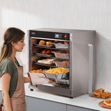 VEVOR Hot Box Food Warmer, 5-Tier Concession Warmer with Water Tray, 5 Pans, Double-Door and Adjustable Shelves, Stainless Steel Food Warmer Cabinet, Ideal for Storing Pizza, Chicken, Restaurant