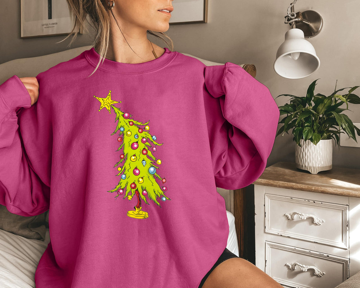 MAXIMGR Christmas Sweatshirts for Women Christmas Tree Graphic Sweatshirt Merry Christmas Shirts Xmas Holiday Pullover Tops