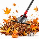 76Inch Adjustable Metal Leaf Rake, 18 Metal Tines Heavy Duty Leaves Rake for Lawns with 8-18" Expandable Head Long Handle Garden Rakes for Women Kids Leaves Yard Gardening Grass Outdoor Camping Debris