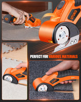 UTUKO Electric Cardboard Cutter – Upgraded High-Power 800RPM Brushless Motor, 3500mAh Cordless Rechargeable Electric Scissors, Heavy Duty Box Cutter for Cardboard, Carton Mat Cutter Blades orange