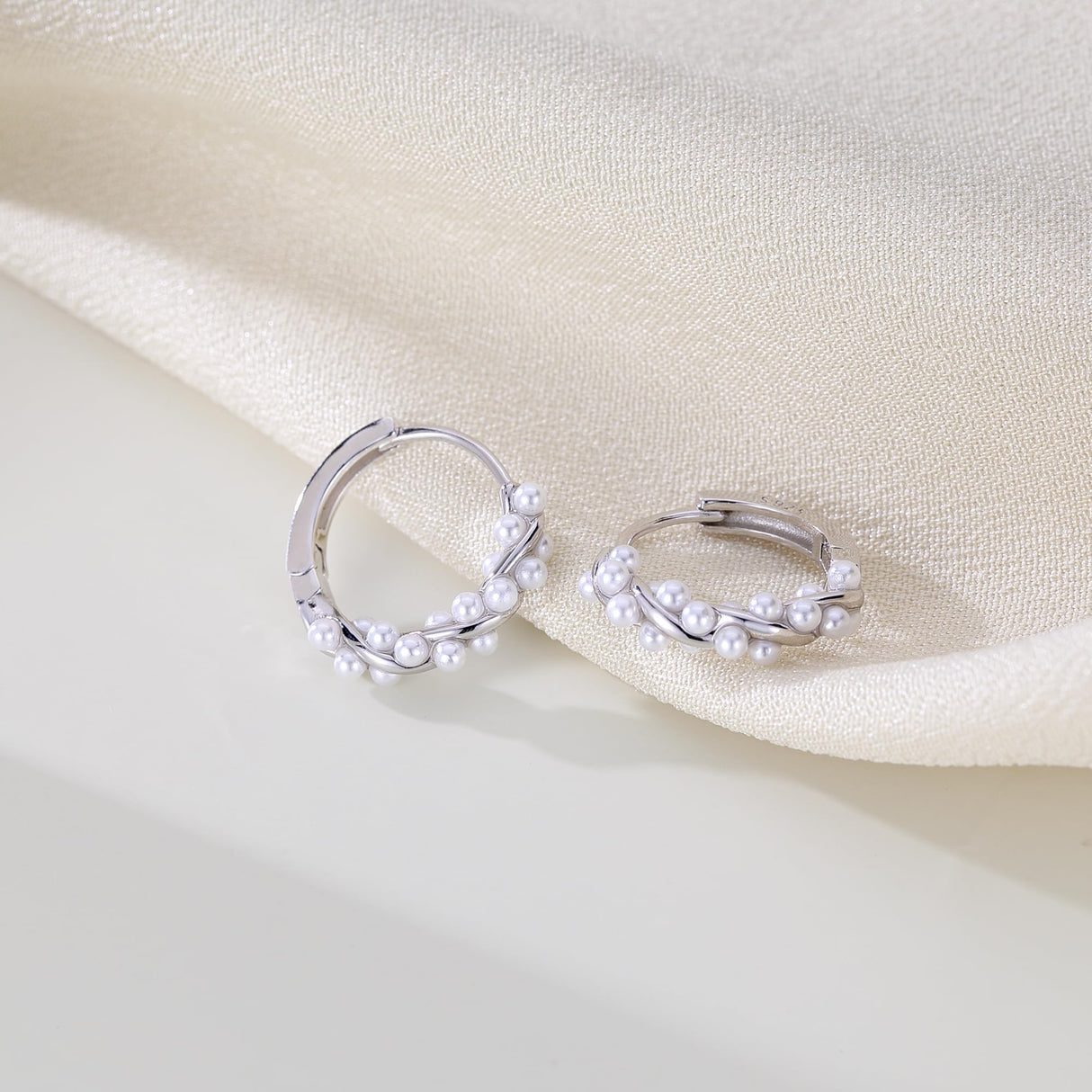 SLUYNZ 925 Sterling Silver Pearls Twist Hoop Earrings for Women Teen Girls Pearls Hoop Earrings Wedding Bridal Earrings (A-SILVER)