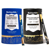 Better Alt Ashwagandha & Classic Shilajit Honey Sticks| Pure Himalayan Shilajit Organic Multiflora Honey & Saffron|60 Sticks|Energy & Immune Support Supplement