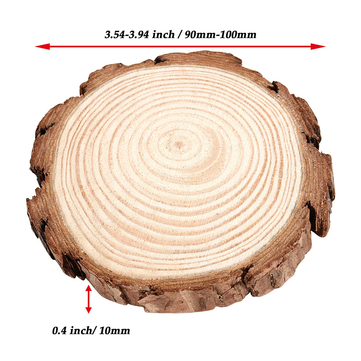 JOIKIT 50 PCS 3.5-4 Inches Natural Wood Slices, Unfinished Natural Wood Coasters, Wood Rounds Circles for Arts and Crafts, DIY, Christmas Ornaments, Rustic Wedding