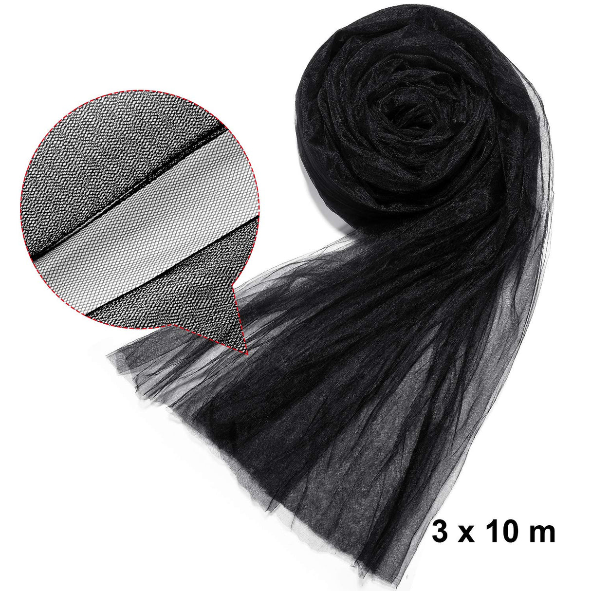 Zonon 10 x 33ft Mosquito Netting Garden Insect Bug Mesh Netting Garden Patio Mesh Screen Net Fly Insect Bug Bird Net Barrier for Patio Balcony Porch Gazebo Vegetables Fruits Plant Protection(Black)