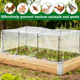 Metal Garden Netting Kit, 8 Pack 2.6ft Raised Garden Bed Net Support Stakes with 13×10ft Fine Mesh Insect Netting 16pcs Clips Bird Barrier Screen Cover for Protect Plant Vegetable Row from Animals Bug