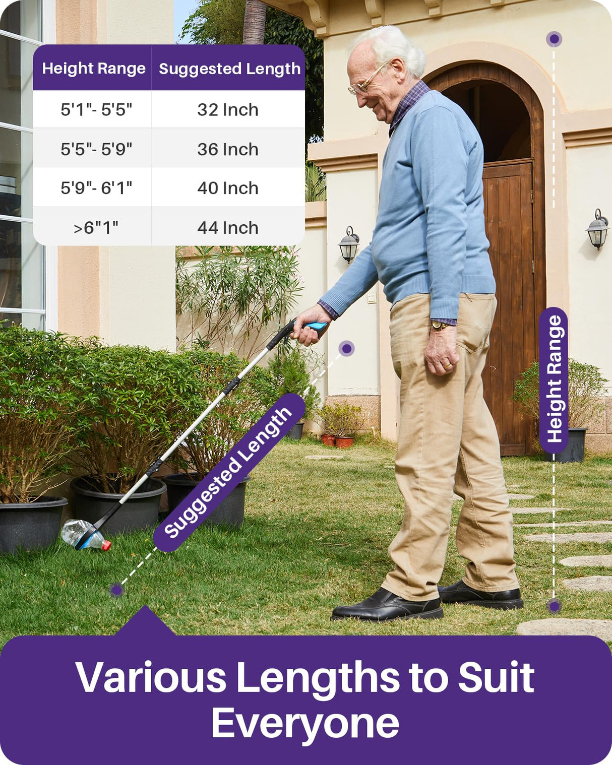 Kekoy 36inch Grabber Reacher Tool for Seniors, Foldable Reacher Grabbers Pickup Stick with Anti-Slip 360° Rotating Jaw, 4" Wide Extended Claw with Magnet for Disabled, After Surgery Recovery