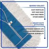 Nine Forty 48" Premium Cotton Dust Mop Kit - Heavy Duty Mop Head with Wood Handle for Industrial, Commercial, and Residential Cleaning - Dry Floor Duster for Hardwood Surfaces - White