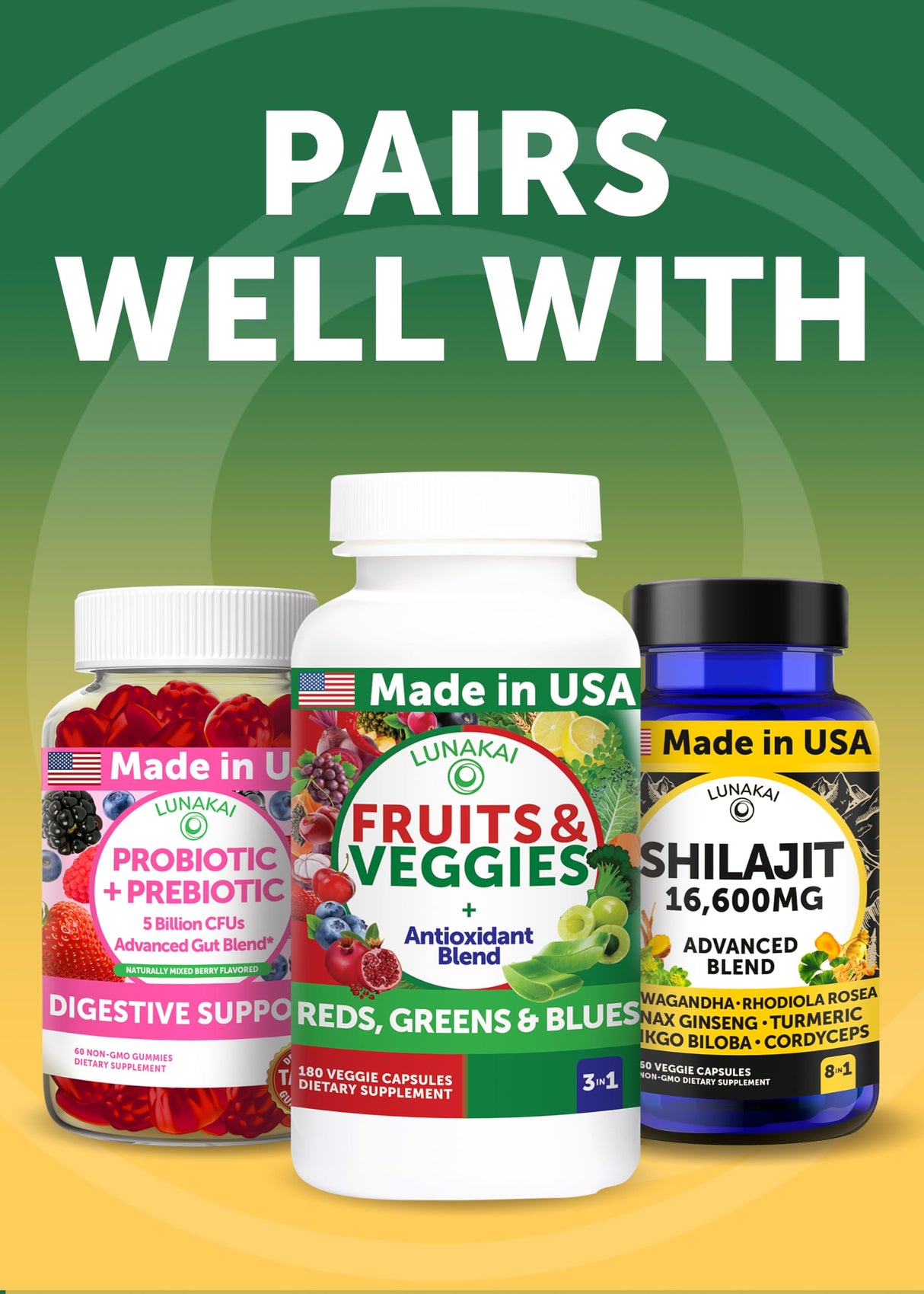 Lunakai USA Made Pure Moringa Capsules – 7850mg Advanced Moringa Leaf Extract Supplement with Ashwagandha, Boswellia, Ginseng & Turmeric, 60ct