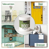 DWIL Matte Finish Furniture Paint - 64 Oz Wood Paint for Cabinets, Doors, Tables, and Dressers Refinishing - Water-Based, Non-Toxic & Odorless, Easy to Apply(Black)-With Tools