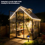 6x6 FT Greenhouse for Outdoors, Polycarbonate Greenhouse with Quick Setup Structure and Roof Vent, Aluminum Large Walk-in Green House for Outside Garden Backyard, Dark Gray
