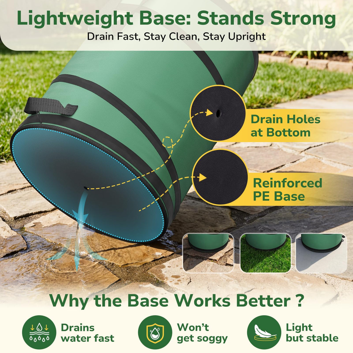 GreatBuddy Collapsible Trash Can 45 Gallon 2 Pack, Pop Up Yard Waste Bags, 600D Oxford Lawn and Leaf Bags with Drainage Holes, Self-Standing Camping Trash Can, Foldable Garden Bag for Leaf Cleanup