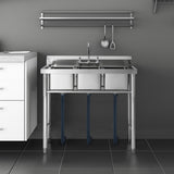 WILPREP NSF Stainless Steel 3 Compartment Commercial Sink 11x10x10 Inch Basins, Kitche Station Utility Sink for Restaurant Bar Home Laundry Room Garage