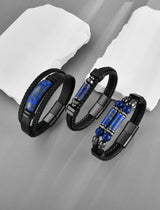 Starnny Lapis Lazuli Bracelets for Men Leather Black Bracelet