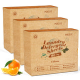 Poesie Laundry Detergent Sheets Citrus Scent 3 Pack 480 Sheets 240 Loads Zero Plastic Portable Green Package Liquid Less HE Washing Detergent Strips for Save Place Traveling