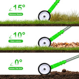 Thatch Rake, Adjustable Garden Rake Head and 38"–65" Handle with Wheels, 21 & 11 Dual-Sided Steel Tines, Heavy-Duty Lawn Dethatching Rake for Grass, Soil Loosening，Landscape and Lawn Care（Green）