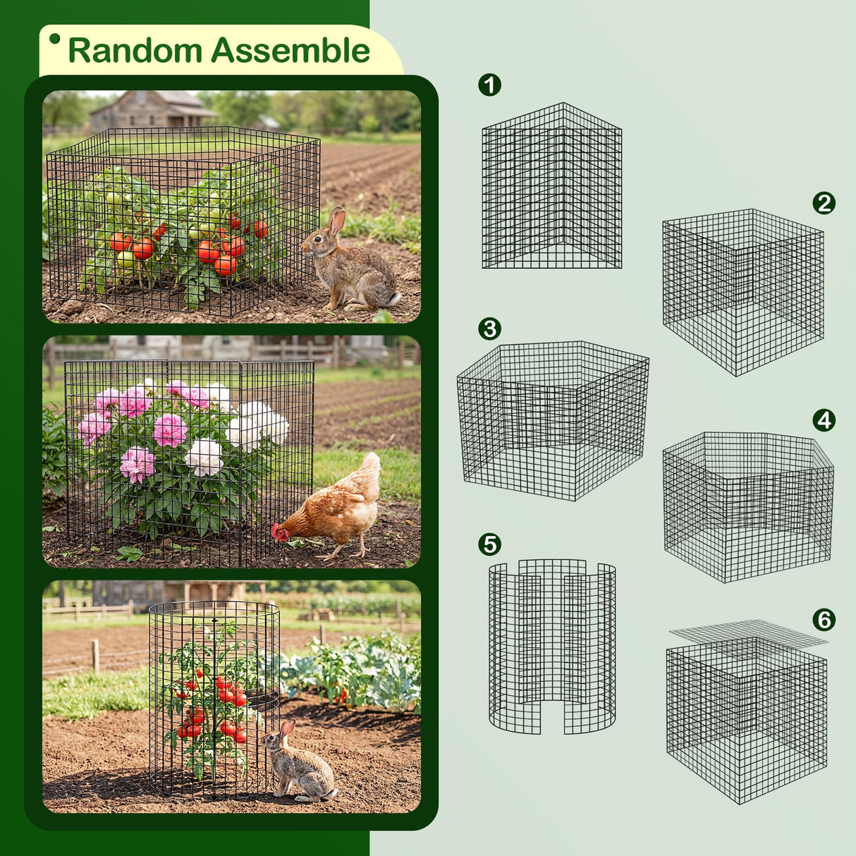 8 Pack Plant Protector from Animals, Wire Mesh Plant Cages for Garden – Sturdy Metal Plant Protectors to Keep Rabbits, Squirrels, and Animals Out – Ideal for Vegetables, Flowers, and Outdoor Plants