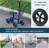RINKMO Knee Scooter, Foldable Knee Walker Economical Leg Scooters for Foot Injuries Best Crutches Alternative (Blue)