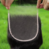 BEEOS 5x5 Skinlike Real HD Lace Closure, 0.10mm Ultra-thin Invisible HD Lace Single Knot Pre-Plucked Brazilian Human Hair Closure Natural Color 14 Inch