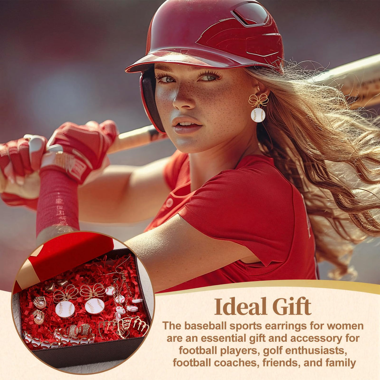 Quelay 8 Pairs Sports Earrings for Women Ball Games,Baseball Earrings