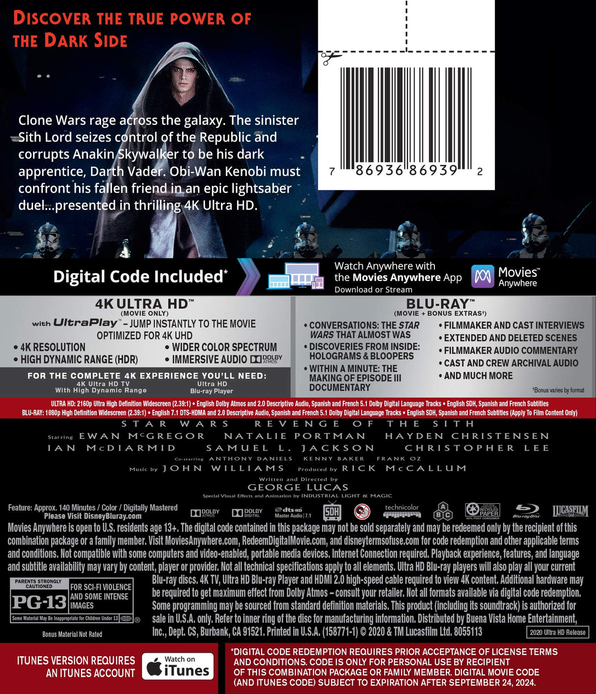 Star Wars: Episode III - Revenge Of The Sith [Blu-ray]