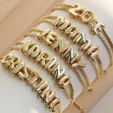 U ZERO Personalized Name Bracelet for Women, Custom Bubble Letter Jewelry Gift for Mom, Bridesmaid, Girlfriend - Birthday, Christmas, Thank You Present (Style-A)