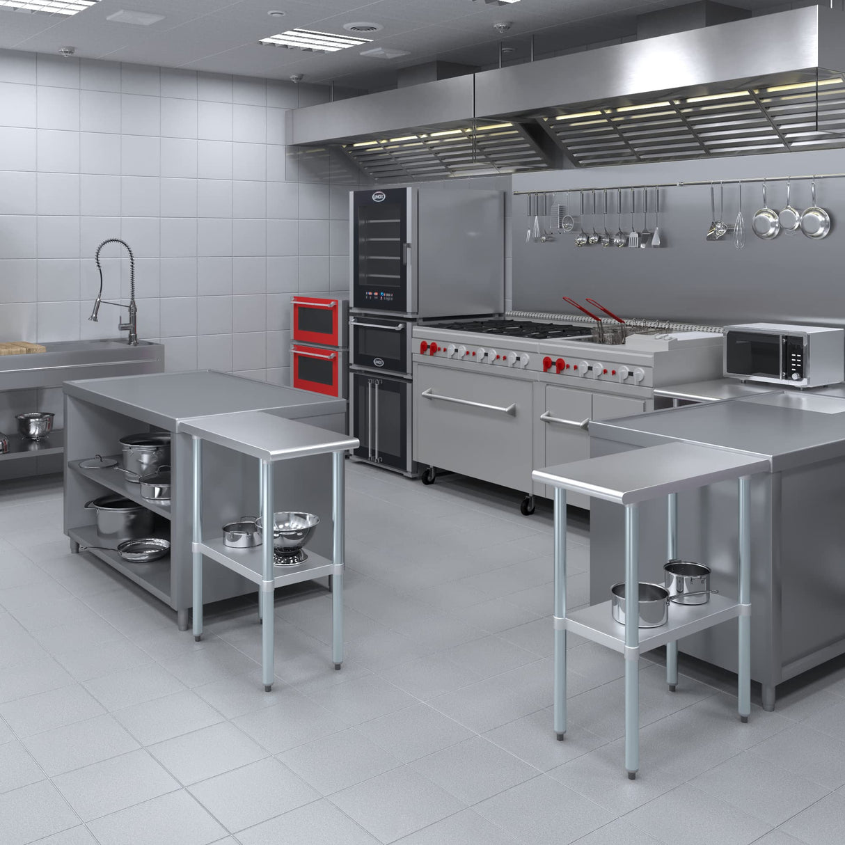 AmGood 30 in. x 15 in. Stainless Steel Work Table | Metal Kitchen Food Prep Table | NSF