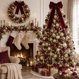 Lunmon 64 Pcs Burgundy and Gold Christmas Ball Ornament 1.57/1.97/2.36 Inch