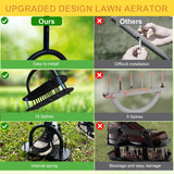 Aerator Lawn Tool, 16 Iron Spikes Manual Lawn Aerators with 3-Layer Anti-Loose Cover & Spring Auto Soil Clean, Yard Grass Aerator for Healthier Lawn, Garden Tool, Pre-Assembled Base for Easy Setup
