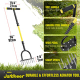 Jardineer Lawn Aerator Spike Tool, 36" Manual Yard Aeration Tool with 12 Thickened Steel Spikes, Pre-Assembled Grass Aerator for Soil Loosening & Yard Aeration in Lawn, Yard and Garden