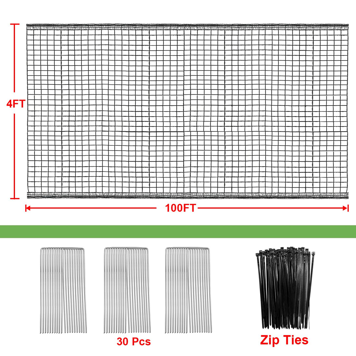 4 x 100ft Deer Fence Netting, Heavy Duty Deer Netting, 55GSM Deer Fence for Garden, Reinforced Edges Anti Bird Netting Mesh for Fruit Trees Vegetable, Raised Bed(55GSM, 4 x100ft)