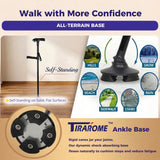 Walking Cane for Men & Women, 3-in-1 Folding Cane with Alarm and Light, Adjustable, Collapsible Walking Stick for Seniors and Adults Balance with a Second Handle