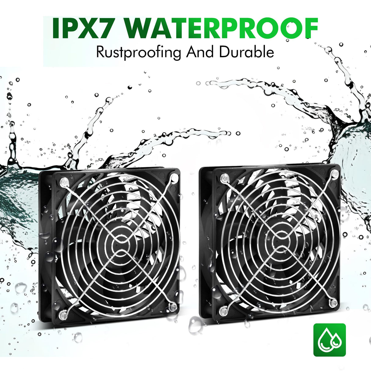 5.5" Solar Fan, Solar Panel Fan, 30W Solar Powered Fan with Dual IPX7 Waterproof Fans for Outside Chicken Coops, Greenhouses, Sheds, Intake or Exhaust Air Fan, Solar Ventilation Fan, Solar Exhaust Fan