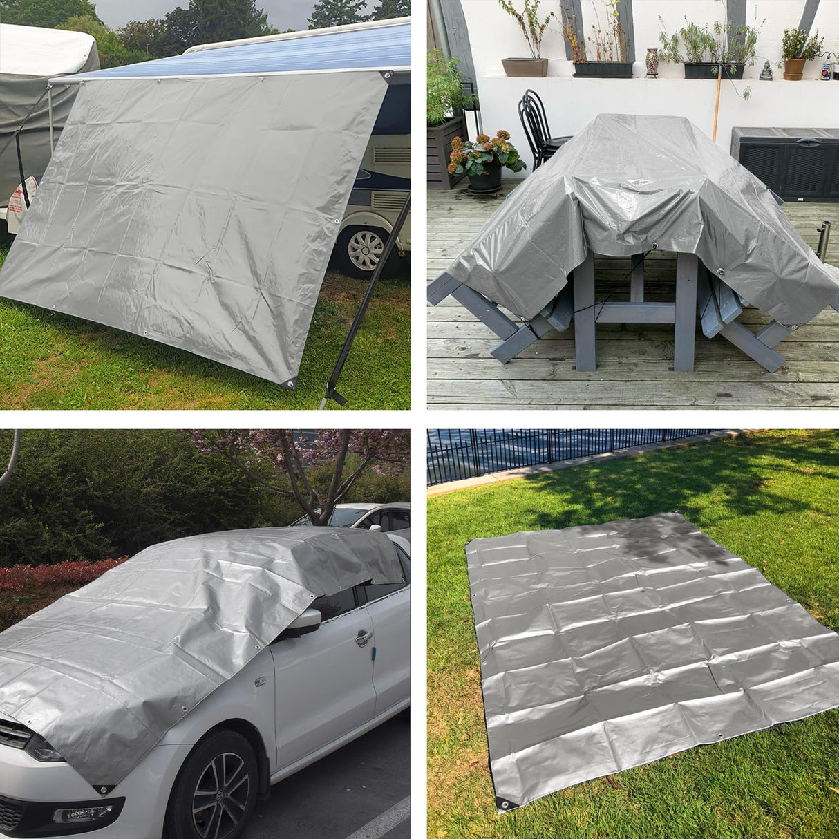 Tarps Heavy Duty Waterproof 10x12 FT,Sliver 12 Mil Large Tarps with Grommets and Reinforced Edges,UV Resistant,Tear&Fade Resistant,Finished for Outdoors Patio Boat,Roof,Camping,10x12 FT
