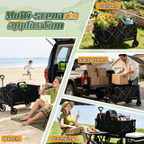 Wagons Carts Foldable,Collapsible Wagon with Wheels,450LBS Heavy Duty Beach Wagon Cart,Lightweight Portable Folding Utility Wagon Cart with Cup Holders for Camping, Garden, Sports, Grocery pcs