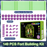 V-Opitos 140 Pack Glow in The Dart Fort Building Kits for Kids Age 4, 5, 6, 7, 8+ Years Old, STEM Building Toys for DIY Castles, Tunnels, Ideal Christmas, Birthday Gifts for Boys & Girls