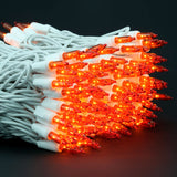 YULETIME 200 Orange Christmas Lights, Pack of 2 Strands of 21 ft 100 Count UL Certified Incandescent Mini String Light (Orange - White Wire)
