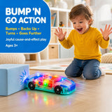 ArtCreativity Light-Up Transparent Sensory Car Toy, Bump-and-Go, Ages 3+
