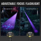 DARKBEAM UV Flashlight 365nm & 395nm Dual Black Light, Blacklight USB Rechargeable LED Ultraviolet Flashlights, Powerful Focusable Woods Lamp Pet Urine Detector, for Uranium Glass, Resin Curing