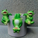LithosKryos 3 PCS Playful Frog Statues Pot Hugger Decorations for Plant, Miniature Frog Figurines,Women Gifts,Garden Decor Outdoor, Suitable for Flower, Courtyard and Lawn Decorations
