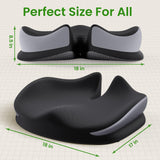 Benazcap Large Seat Cushion for Office Chair Memory Foam Coccyx Pain Relief Cushion Pillow for Back Support Non-Slip Seat Pad for Office Desk, Car Seat, Wheelchair, Sciatica