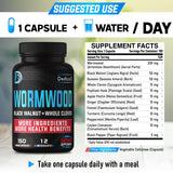 DEDICAD Premium Wormwood Extract Capsules - 5 Month Supply for Digestive, Immune - 12 Herbs Blended with Black Walnut Leaves, Ginger, Turmeric & More - 150 Counts