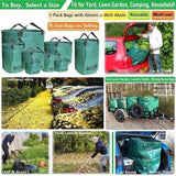 Standard 3-Pack 32 Gallon Lawn Garden Bags (D18,H30 inch) Yard Waste Bags with Gardening Gloves - Reusable Leaf Bags,Yard Debris,Trash Container,Plant Trimmings Bag,Grass Clippings,Weeds Bag 4 Handles