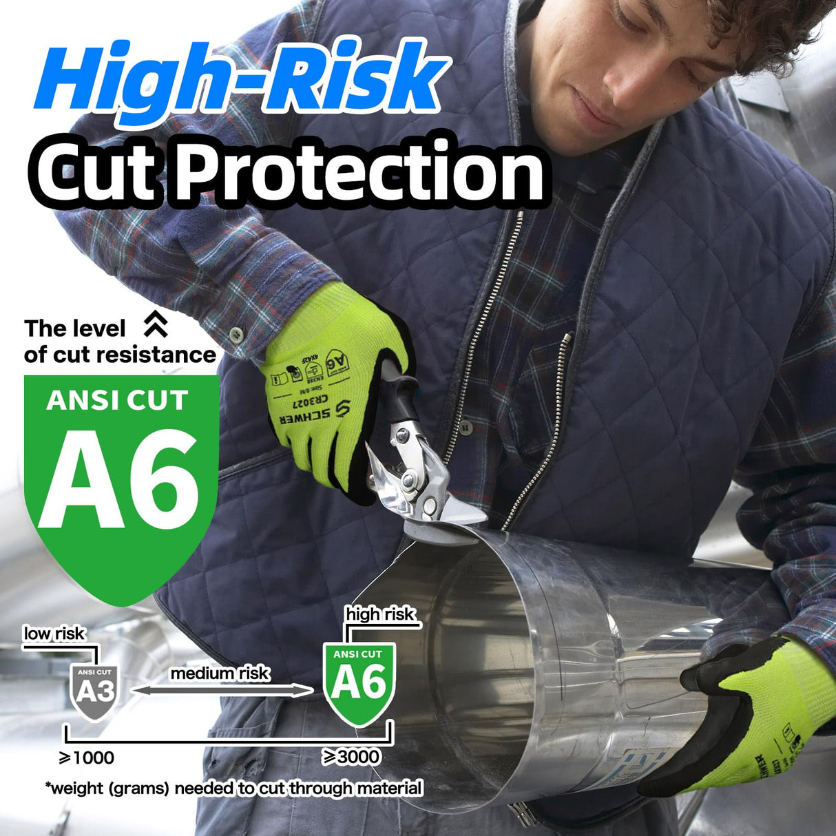 Schwer 120 Pairs Cut Resistant Gloves ANSI A6/A7 (Send Randomly) Cut Proof Work Gloves, Touchscreen, for Men and Women Used for Woodworking, Glass Cutting, Construction, Cargo Handling, Car Repair, L