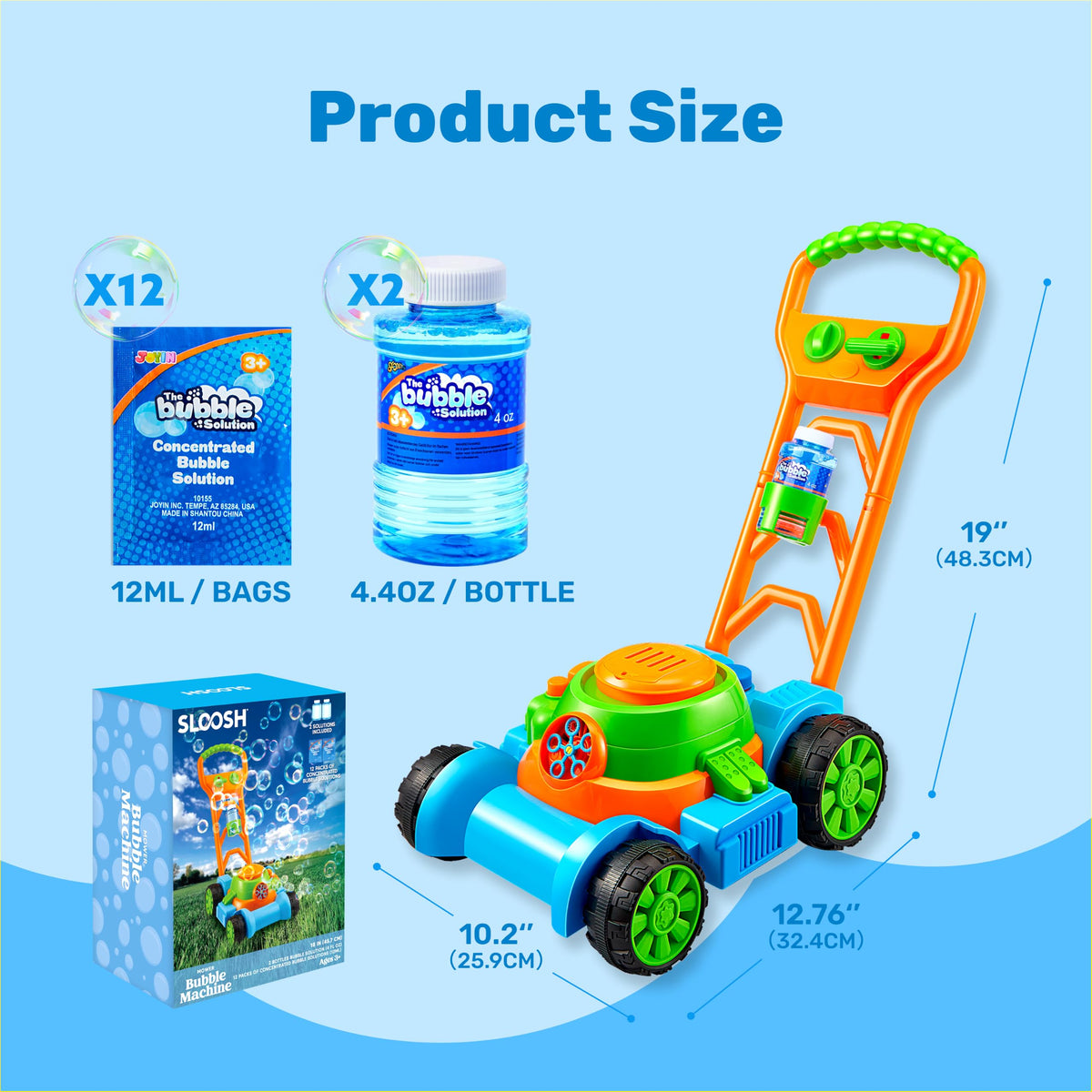 SLOOSH Spill-Proof Bubble Lawn Mower Toddler Toys Bubble Machine
